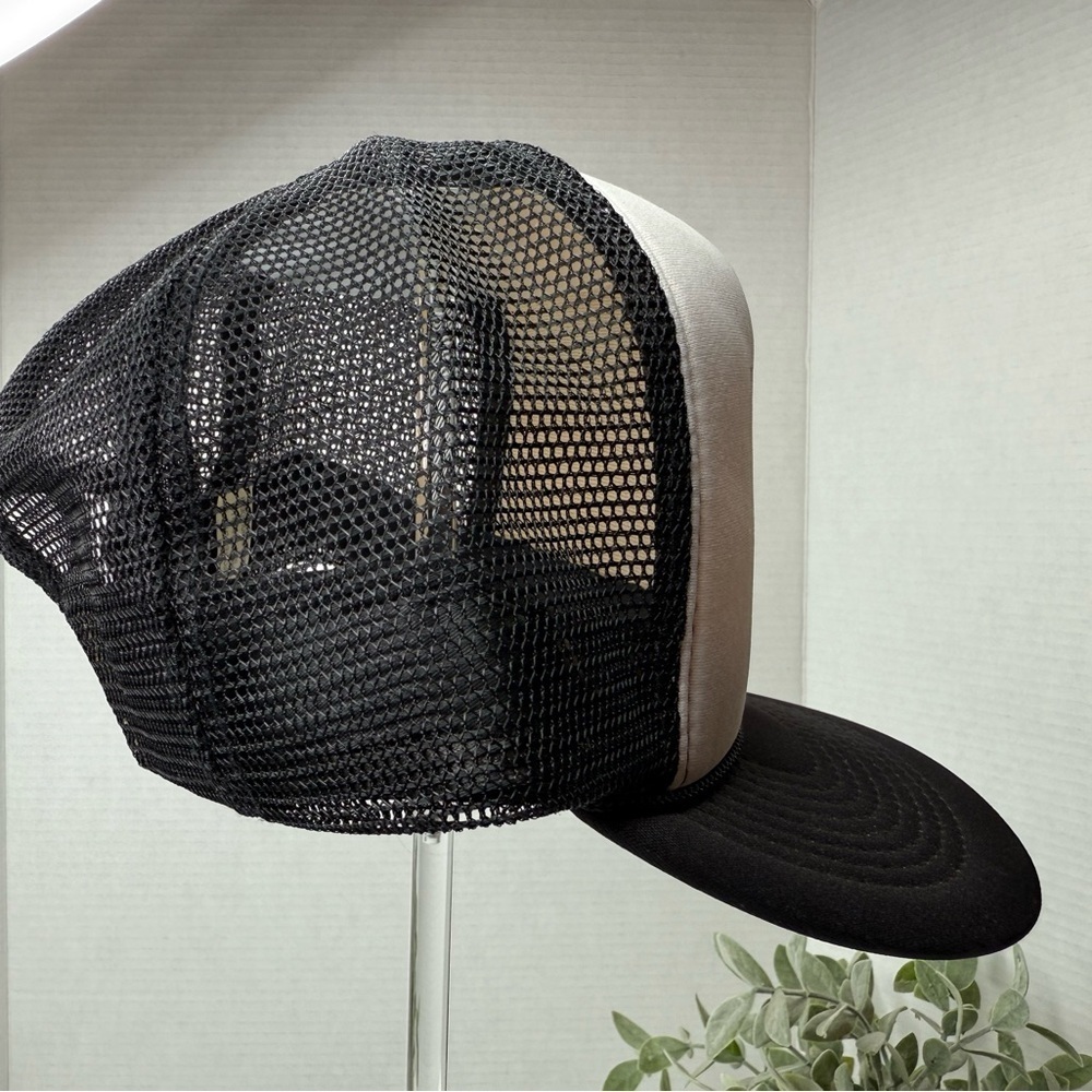 Vintage Wisconsin Badger State Foam Black & White Trucker Hat Snapback Retro WI - Picture 12 of 16